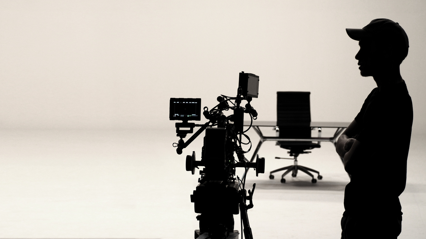 Man Silhouette behind the Scene of Film Making